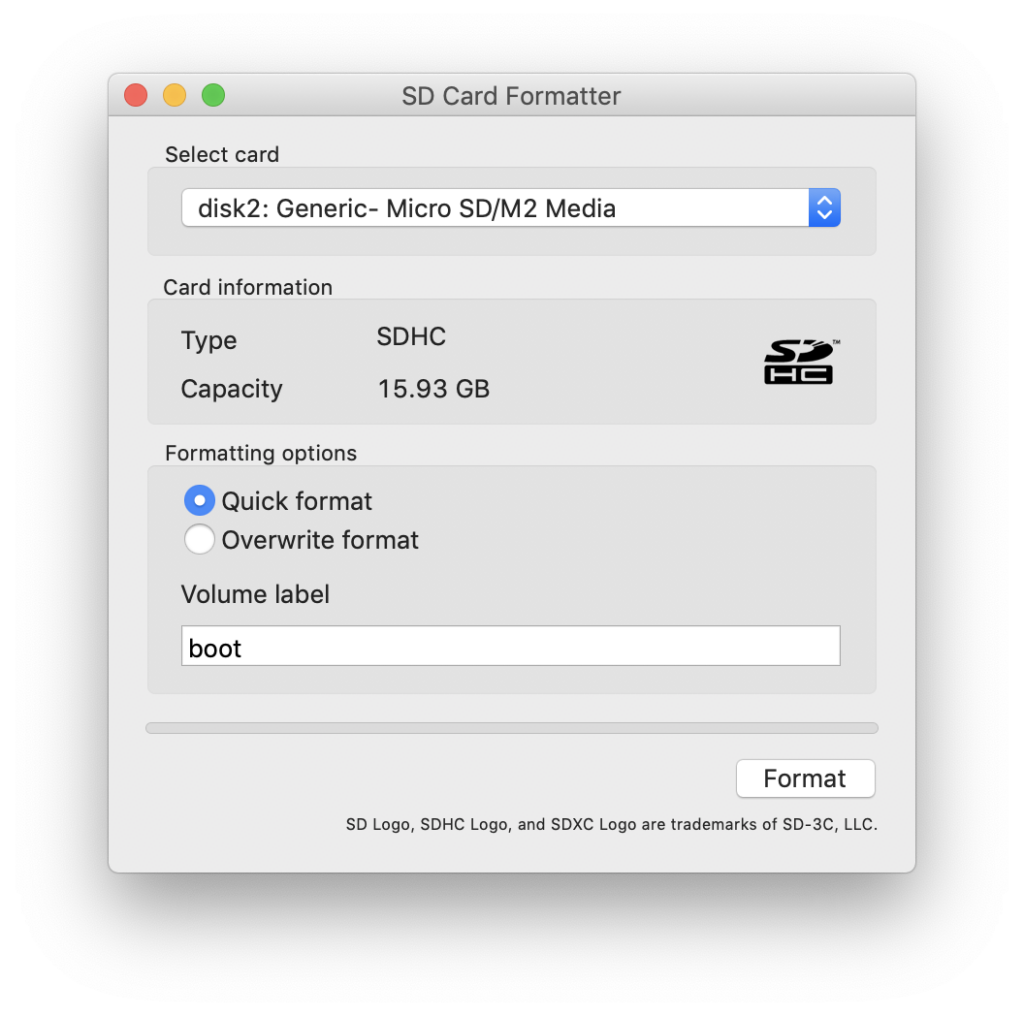 Formatting SD cards before returning equipment AIRLab